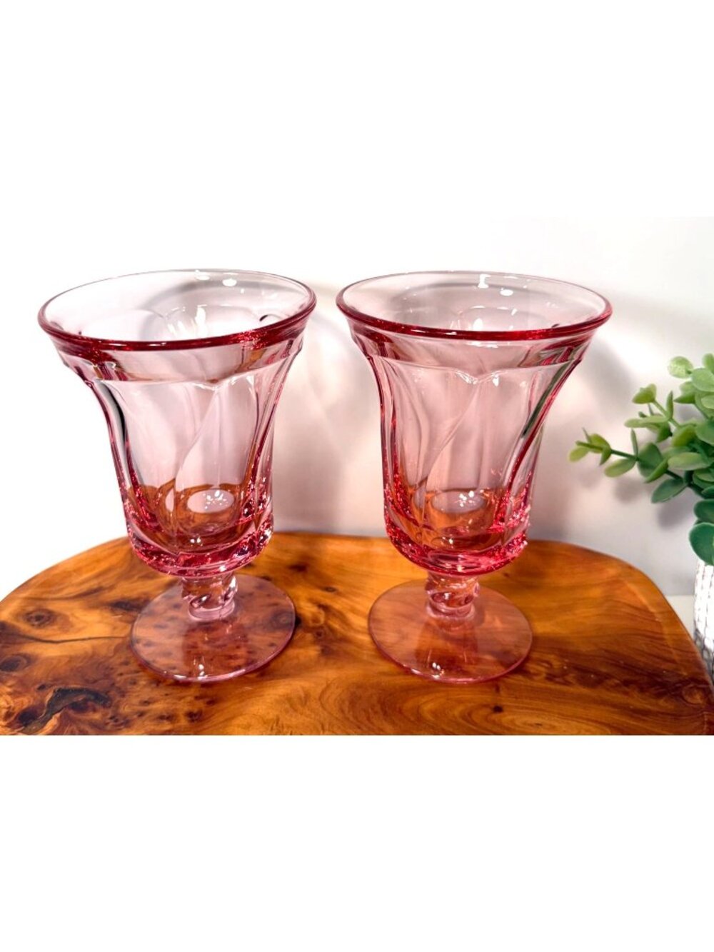Rare Pink Uranium Glasses Fostoria Glow in the Dark Vintage Set of 4